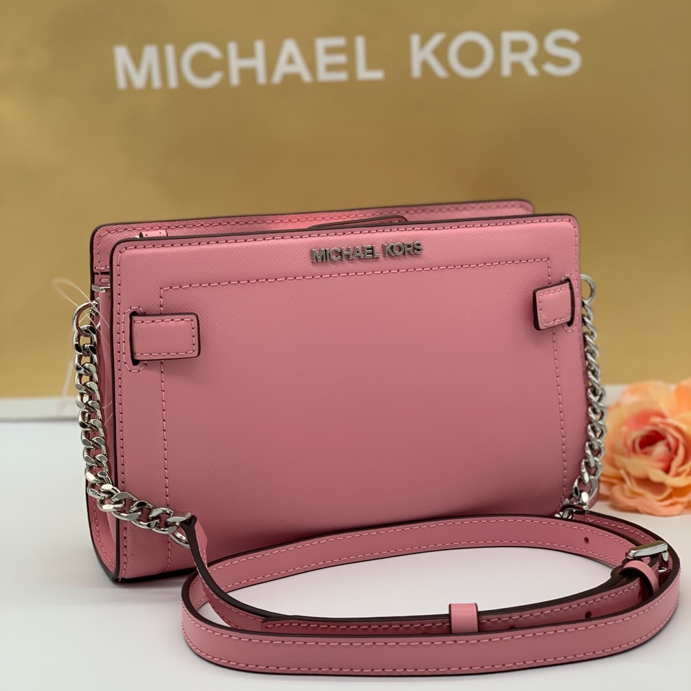 MICHAEL KORS RAYNE SM CROSSBODY CARNATION - Picture 1 of 16